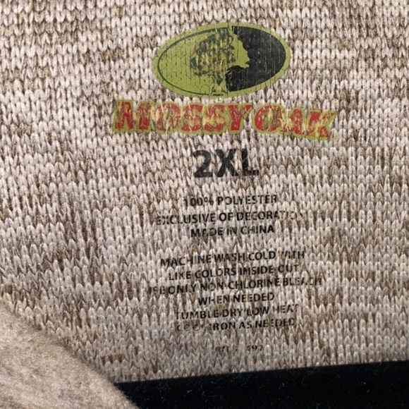 Mossy‎ Oak Mens Quarter Zip Pullover Sweater Sweatshirt Beige/Gray Sz 2XL - Picture 3 of 6